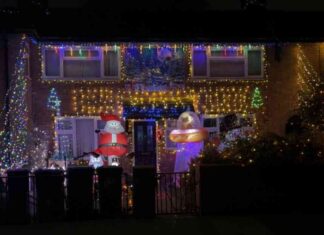 eye-catching-nflatable-donut-spaceship-and-pug-a-festive-homeowners-display